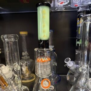 Alpha Glass  Green and Orange Accents